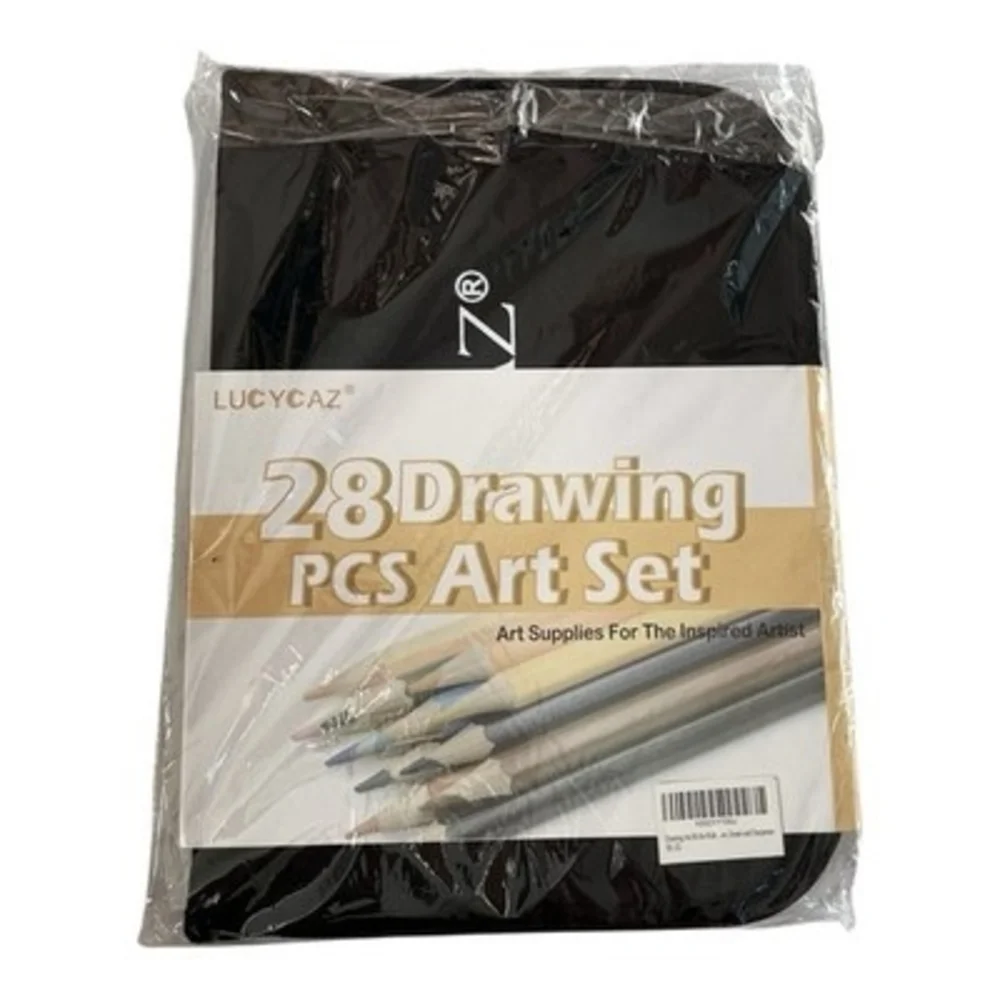 LUCYCAZ Drawing Pencil Kit Art Supplies Travel Sketch Set with Pads & Case NIP